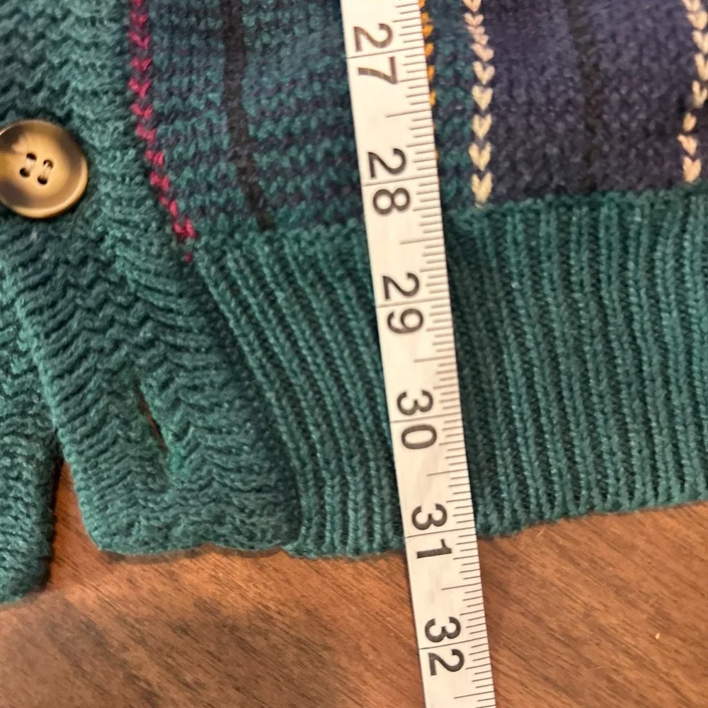 Vintage Boston Traders Blue Grandpa Cardigan Sweater L Striped Tight Knit Men 4X
